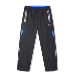Chlapecké šusťákové kalhoty - KUGO SK7752, černá / modré zipy Barva: Černá, Velikost: 164