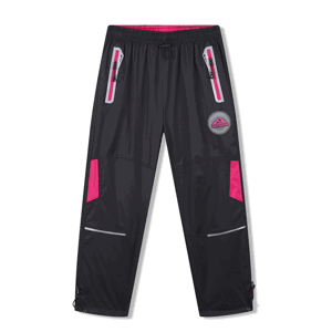 Dívčí šusťákové kalhoty - KUGO SK7751, černá / růžové zipy Barva: Černá, Velikost: 146