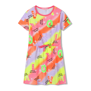 Dívčí šaty - KUGO SH3518, mix barev / růžový lem Barva: Mix barev, Velikost: 134