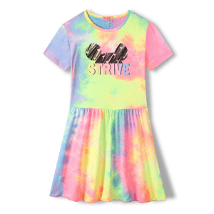 Dívčí šaty - KUGO CY1008, duhová světlejší Barva: Mix barev, Velikost: 134