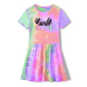Dívčí šaty - KUGO CY1008, duhová tmavší Barva: Mix barev, Velikost: 164