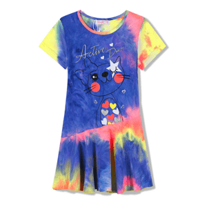 Dívčí šaty - KUGO CS1065, duhová tmavší Barva: Mix barev, Velikost: 104