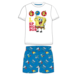 SpongeBob v kalhotách - licence Chlapecké pyžamo - SpongeBob v kalhotách 5204203W, bílá / modrá Barva: Mix barev, Velikost: 104