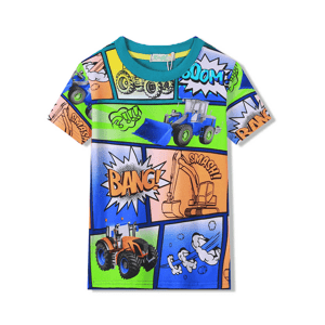 Chlapecké tričko - KUGO HC9338, mix barev / zelený lem Barva: Mix barev, Velikost: 122