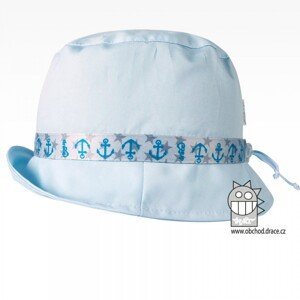 Bavlněný letní klobouk Dráče - Palermo 14, světle modrá, kotvy Barva: Modrá světle, Velikost: 46-48