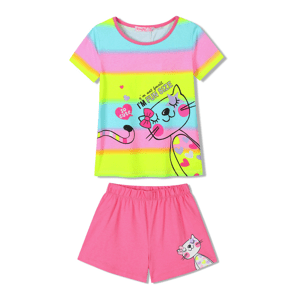 Dívčí pyžamo - KUGO SH3515, mix barev / sytě růžové kraťasy Barva: Mix barev, Velikost: 116