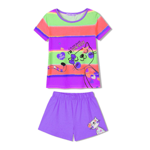Dívčí pyžamo - KUGO SH3515, mix barev / fialkové kraťasy Barva: Mix barev, Velikost: 110