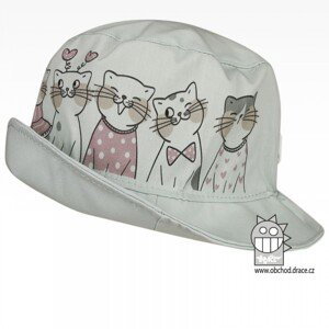 Bavlněný letní klobouk Dráče - Mallorca 01, zelinkavá, kočky Barva: Zelinkavá, Velikost: 48-50