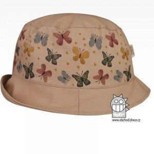 Bavlněný letní klobouk Dráče - Mallorca 11, béžová, motýlci Barva: Béžová, Velikost: 48-50