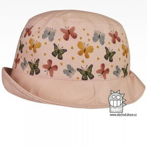 Bavlněný letní klobouk Dráče - Mallorca 16, pudrová, motýlci Barva: Béžová, Velikost: 48-50