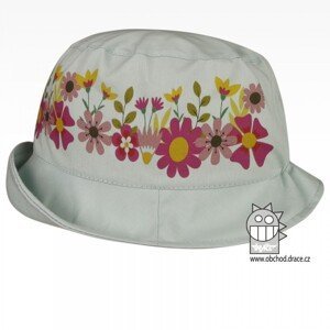 Bavlněný letní klobouk Dráče - Mallorca 22, zelinkavá, květy Barva: Zelinkavá, Velikost: 48-50