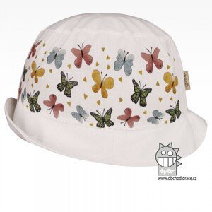 Bavlněný letní klobouk Dráče - Mallorca 26, bílá, motýlci Barva: Bílá, Velikost: 48-50
