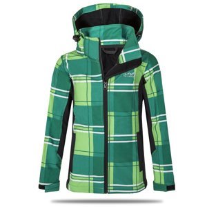 Chlapecká softshellová bunda - NEVEREST 42613C, zelená kostka/ černý zip Barva: Zelená, Velikost: 122