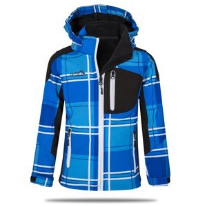 Chlapecká softshellová bunda - NEVEREST 42259C, modrá kostka/ bílý zip Barva: Modrá - bílý zip, Velikost: 134