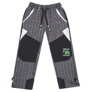 Chlapecké outdoorové kalhoty - GRACE B-84264, šedozelená/ zelená aplikace Barva: Šedá - zelená aplikace, Velikost: 98