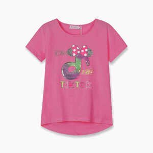 Dívčí triko s flitry - KUGO WK0803, tmavší růžová Barva: Růžová tmavší, Velikost: 140