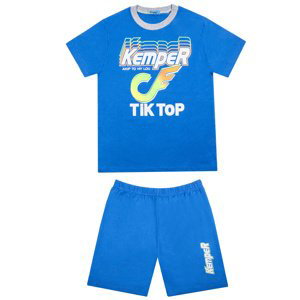Chlapecké letní pyžamo - KUGO MP1560, modrá Barva: Modrá, Velikost: 158