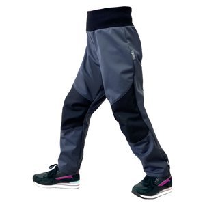 Dětské softshellové kalhoty s fleecem - Unuo Flexi, šedá Barva: Šedá tmavě, Velikost: 110-116