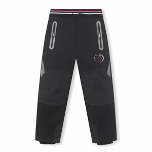 Dívčí softshellové kalhoty, zateplené - KUGO HK1666, černá/růžová aplikace Barva: Černá, Velikost: 116