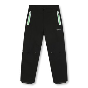 Chlapecké softshellové kalhoty - KUGO HK2876, černá/ zelené zipy Barva: Černá, Velikost: 146