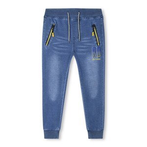 Chlapecké riflové kalhoty - KUGO FK0281, modrá/ žlutá aplikace Barva: Modrá, Velikost: 116