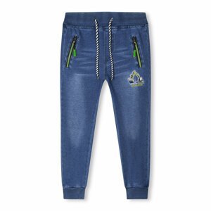 Chlapecké riflové kalhoty - KUGO FK0279, modrá/ zelená aplikace Barva: Modrá, Velikost: 116