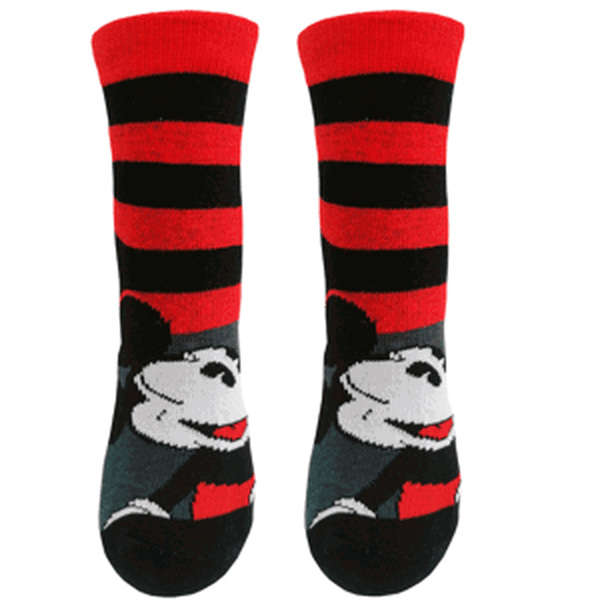 Mickey Mouse - licence Chlapecké ponožky - Mickey Mouse MIC - 102, černá/ červený proužek Barva: Červená, Velikost: 27-30