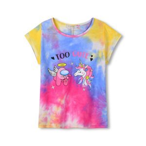 Dívčí triko - KUGO TM7217, modrá/ růžová/ žlutá Barva: Mix barev, Velikost: 104