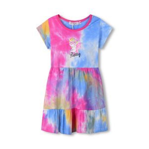 Dívčí šaty - KUGO TM7216, modrá/ růžová/ žlutá Barva: Mix barev, Velikost: 104