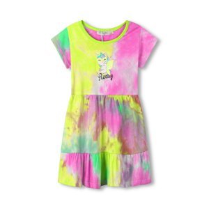 Dívčí šaty - KUGO TM7216, tyrkysová/ žlutá/ růžová Barva: Mix barev, Velikost: 110