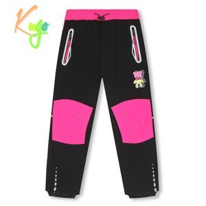 Dívčí softshellové kalhoty, zateplené - KUGO HK2515, černá / růžový pas Barva: Černá, Velikost: 104