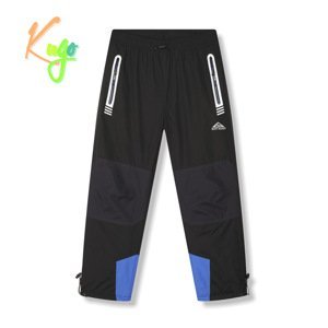 Chlapecké šusťákové kalhoty, zateplené - KUGO DK7135, černá/ modrá aplikace Barva: Černá, Velikost: 140