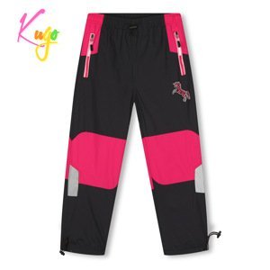 Dívčí šusťákové kalhoty, zateplené - KUGO DK7131, černá/ růžová aplikace Barva: Černá, Velikost: 116