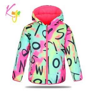 Dívčí zimní bunda - KUGO KM9981, batika/ růžové zipy Barva: Mix barev, Velikost: 134