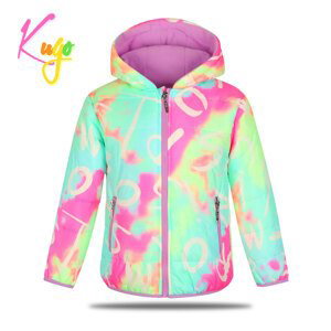 Dívčí zimní bunda - KUGO KM9981, batika/ fialkové zipy Barva: Mix barev, Velikost: 146