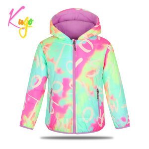 Dívčí zimní bunda - KUGO KM9981, batika/ fialkové zipy Barva: Mix barev, Velikost: 152
