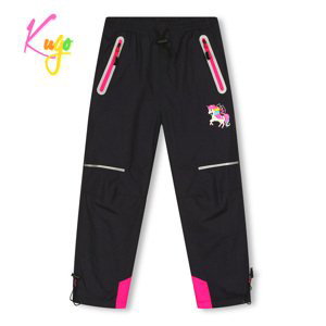 Dívčí šusťákové kalhoty, zateplené - KUGO DK7120, tmavě šedá/ růžové zipy Barva: Šedá, Velikost: 98