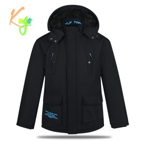 Chlapecká zimní bunda - KUGO BU607, tmavě modrá Barva: Modrá tmavě, Velikost: 146