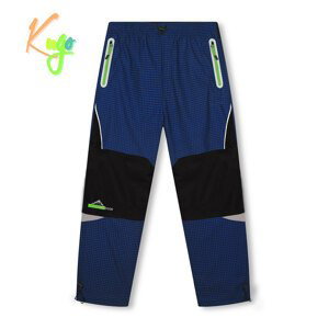 Chlapecké zateplené outdoorové kalhoty - KUGO C7772, modrá/ zelené zipy Barva: Modrá, Velikost: 116