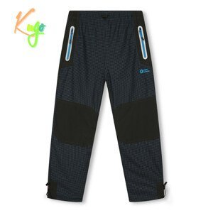 Chlapecké zateplené outdoorové kalhoty - KUGO C7775, šedomodrá/ tyrkysové zipy Barva: Šedá, Velikost: 134