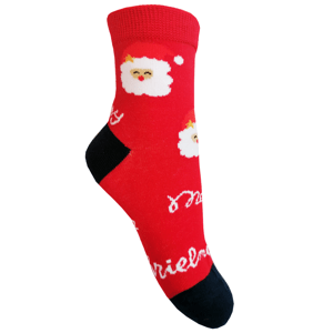Dětské vánoční ponožky Aura.Via - SG9102, červená/ modrá pata Barva: Červená, Velikost: 28-31