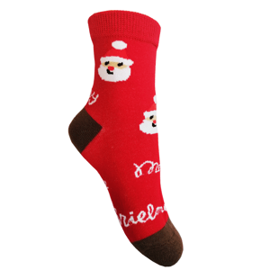 Dětské vánoční ponožky Aura.Via - SG9102, červená/ hnědá pata Barva: Červená, Velikost: 28-31