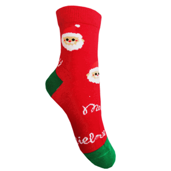Dětské vánoční ponožky Aura.Via - SG9102, červená/ zelená pata Barva: Červená, Velikost: 28-31
