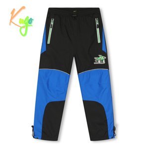 Chlapecké šusťákové kalhoty, zateplené - KUGO DK7126, černá/ zelený zip Barva: Černá, Velikost: 104
