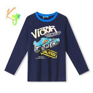 Chlapecké triko - KUGO MC3791, tmavě modrá Barva: Modrá tmavě, Velikost: 140