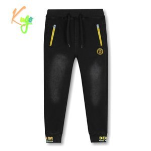Chlapecké riflové kalhoty/ tepláky, zateplené - KUGO CK0922, černá Barva: Černá, Velikost: 140