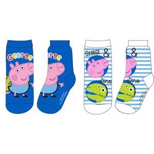 Prasátko Pepa - licence Chlapecké ponožky - Prasátko Peppa 5234907, modrá/tyrkysový proužek Barva: Modrá, Velikost: 31-34