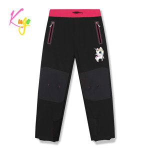Dívčí softshellové kalhoty, zateplené - KUGO HK5516, černá/růžový pas Barva: Černá, Velikost: 104