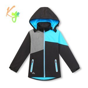 Chlapecká softshellová bunda - KUGO HK3125, černá / tyrkysové zipy Barva: Černá, Velikost: 146