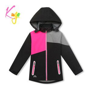 Dívčí softshellová bunda - KUGO HK3125, černá / růžové zipy Barva: Černá, Velikost: 164